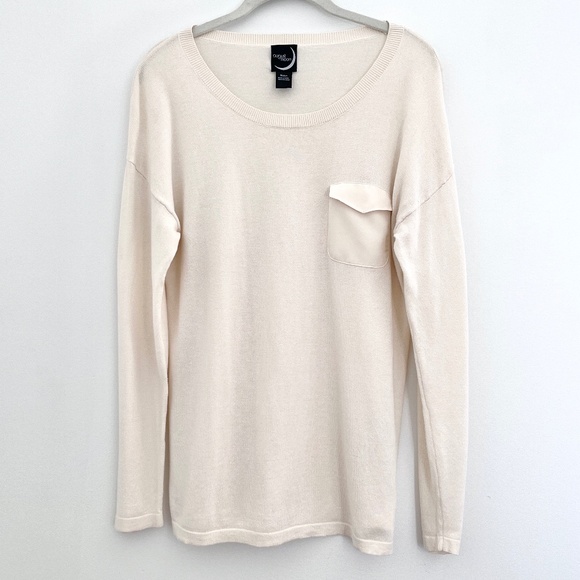 August Moon Ecru Cream Sweater Sheer Back - Picture 3 of 5